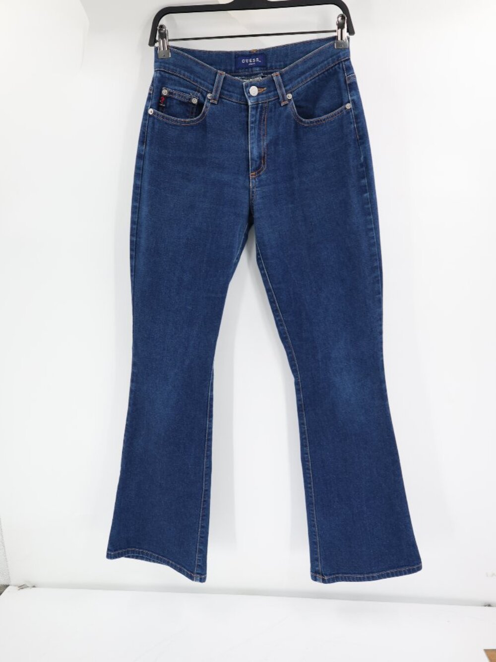 VTG Y2K GUESS Jeans Womens 27 L31 Mid Rise Flare Stretch Cotton Blend Denim Blue